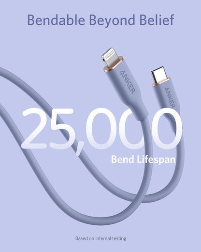 Anker <b>641</b> USB-C to Lightning Cable (Flow, 3 ft Silicone)