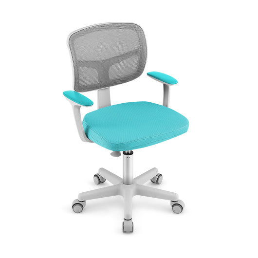 Adjustable Desk Chair with Auto Brake Casters for Kids-Turquoise