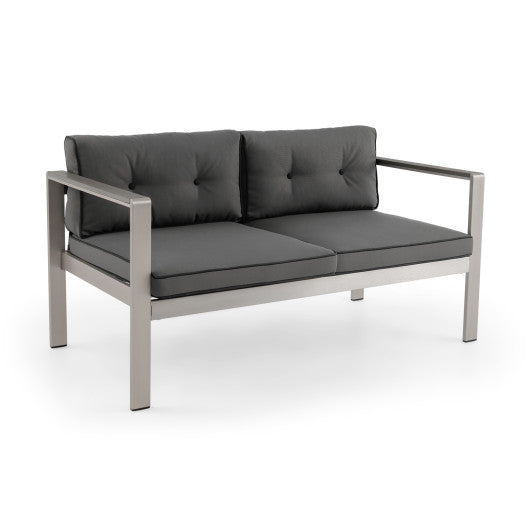 Contemporary 2-Person Sofa Chair with WPC Armrests for Balcony Backyard Porch