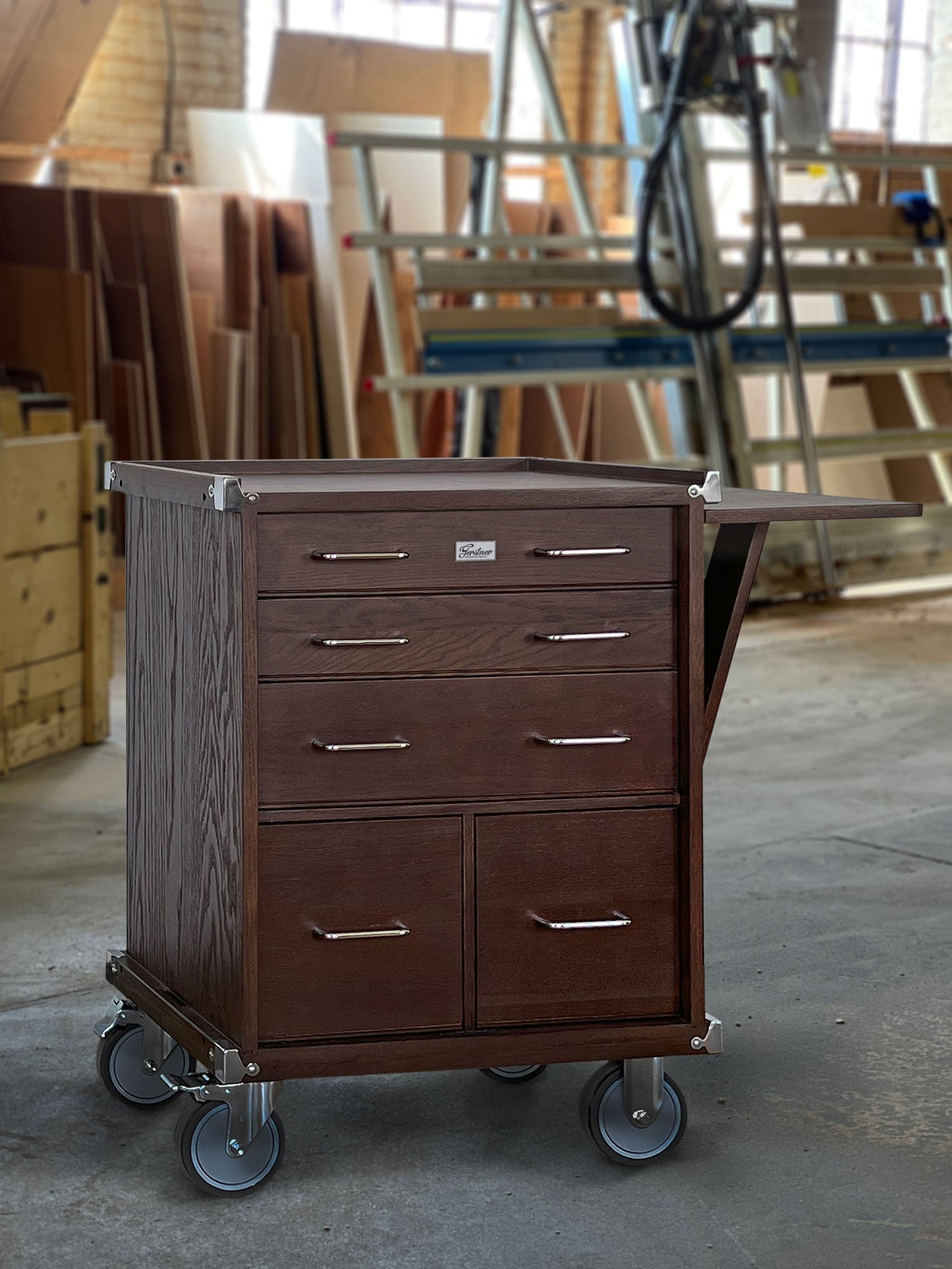 Dark Oak 5-Drawer Roller Cabinet GI-R24-D - Gerstner International