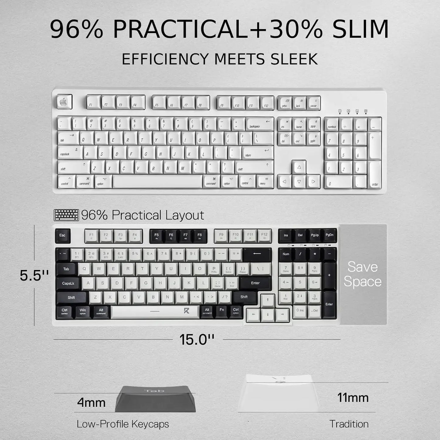 2.4G BT Wireless Computer 98 Keys Slim