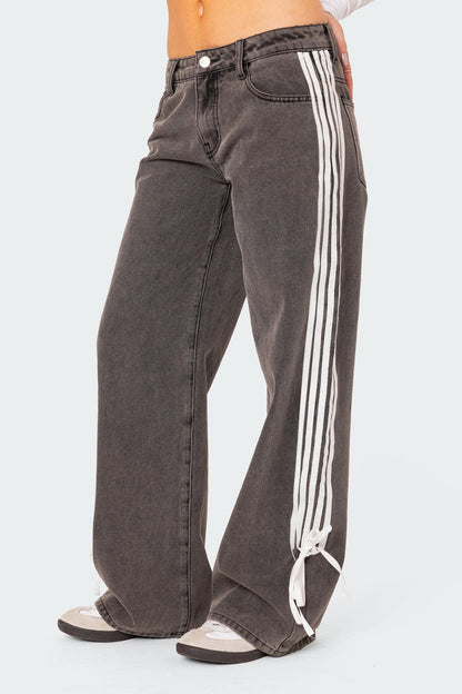 Side Striped Loose Fit Jeans