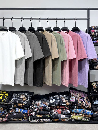 Men's Full Size Round Neck Washed T-Shirt Plus Size