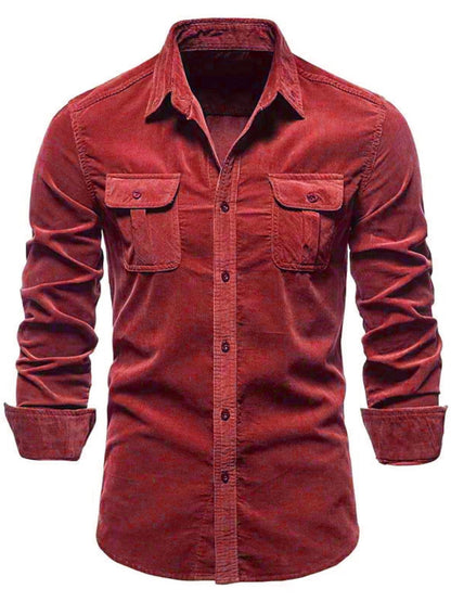 Men's Full Size Collared Neck Button Down Shirt with Chest Pockets Plus Size
