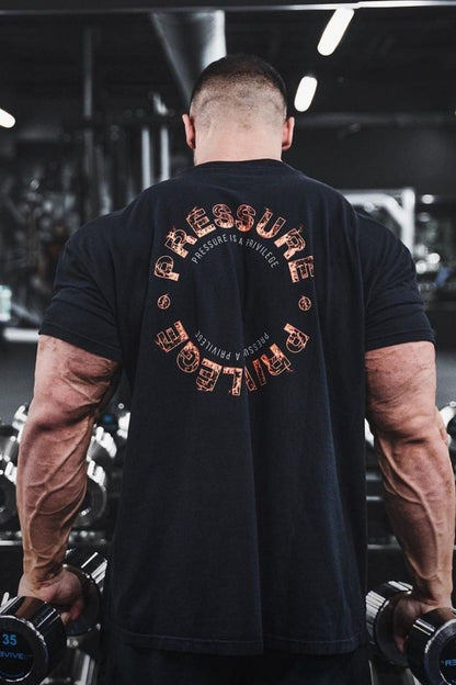 Men's Plus Size Letter Round Neck Short Sleeve T-Shirt