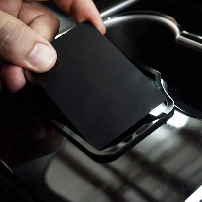 Acrylic Center Console Card Key Holder for Model 3/Y | Gloss Black | Anti-Slip
