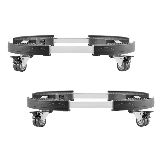 2 Packs Round Trash Can Dolly 15-22.8 in Adjustable Plastic Bin Dolly 400lbs