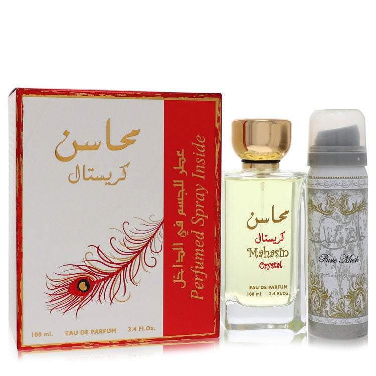 Lattafa Mahasin Crystal by Lattafa Eau De Parfum Spray with 1.7 oz Deodorant Spray