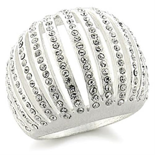 9W175 - Silver Brass Ring with Top Grade Crystal in Clear