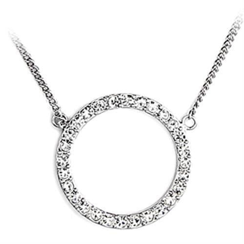 6X448 - Rhodium Brass Chain Pendant with Top Grade Crystal in Clear