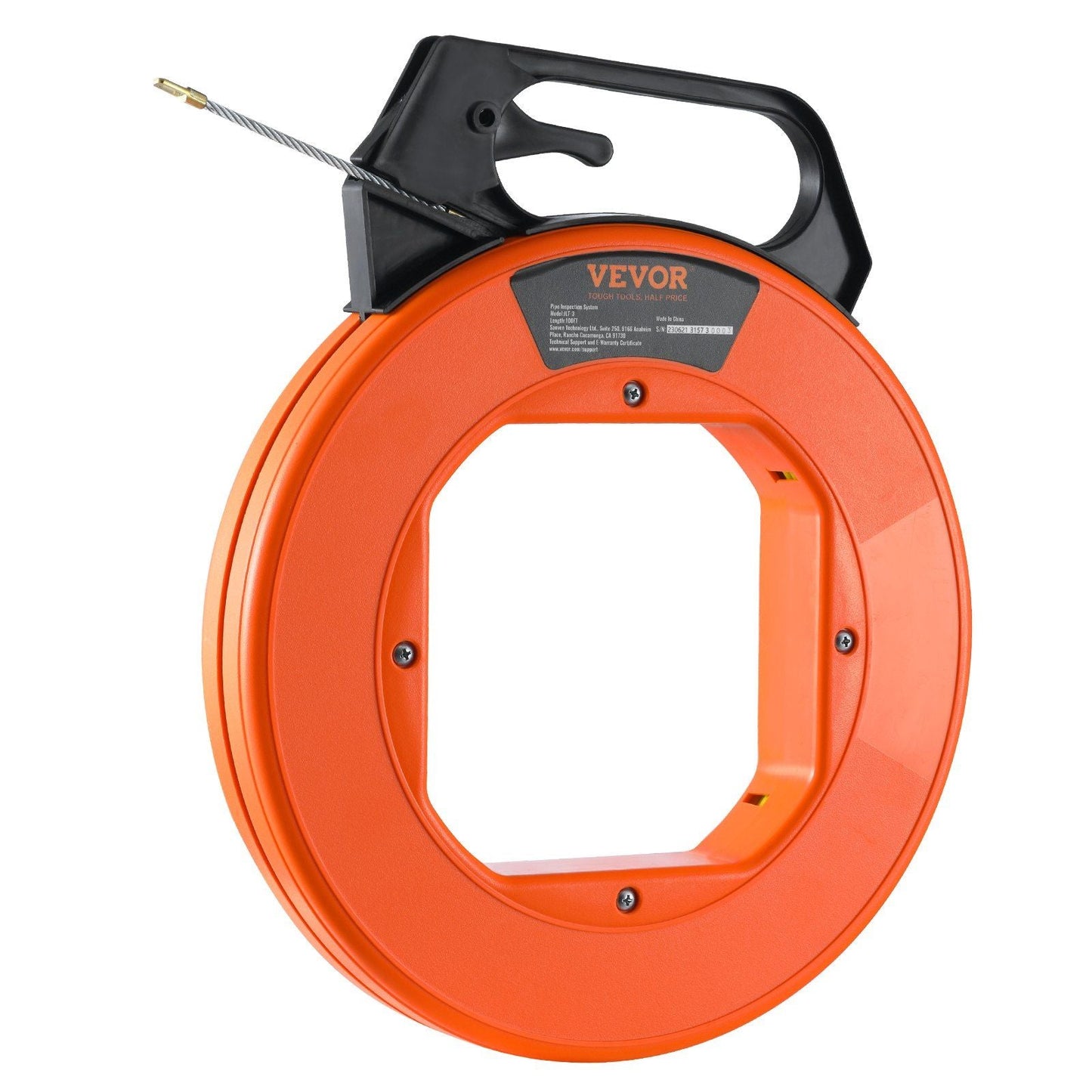 Fish Tape, 100 ft, 3/16-inch, Fiberglass Wire Puller with Optimized Housing and Handle, Easy-to-Use Cable Puller Tool, Flexible Wire Fishing Tools for Wall and Electrical Conduit, Non-Conductive