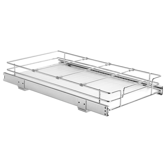 11"W x 21"D Pull Out Cabinet Organizer, Heavy Duty Slide Out Pantry Shelves, Chrome-Plated Steel Roll Out Drawers, Sliding Drawer Storage for Home, Inside Kitchen Cabinet, Bathroom, Under Sink
