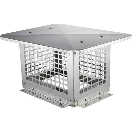 Chimney Cap, 13 x 9 inch, 304 Stainless Steel Fireplace Chimney Cover, Not Easily Toppled & Practical Accessories & Easy Installation, Fits Mesh Flue Covers Outside Clay Flue Shingles, Silver