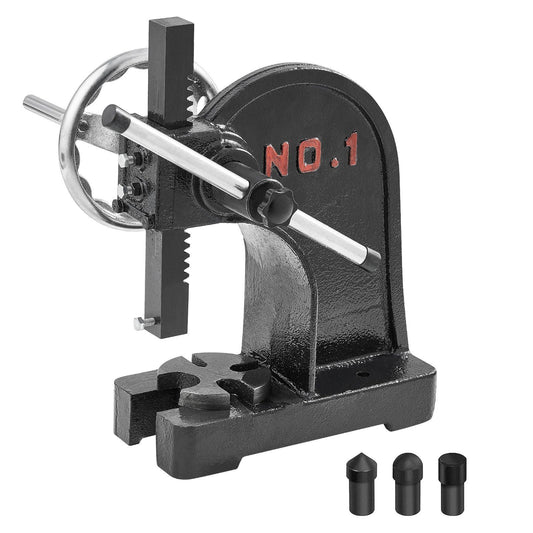 Arbor Press, 1 Ton Manual Arbor Press with Handwheel, 5.9" Maximum Height, Cast Iron Heavy-duty Manual Desktop Arbor Press, Precision Hand Press for Stamping, Bending, Stretching, Forming