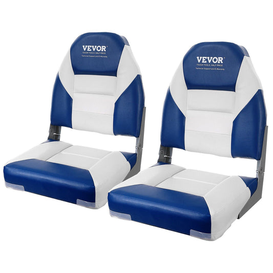 Boat Seats, 21.85" High Back Boat Seat, Folding Boat Chair with Thickened Sponge Padding and Hinge, Fold-Down Boat Captain Chairs for Fishing Boat, Sightseeing Boat, Speedboat, Canoe, 2-Pack