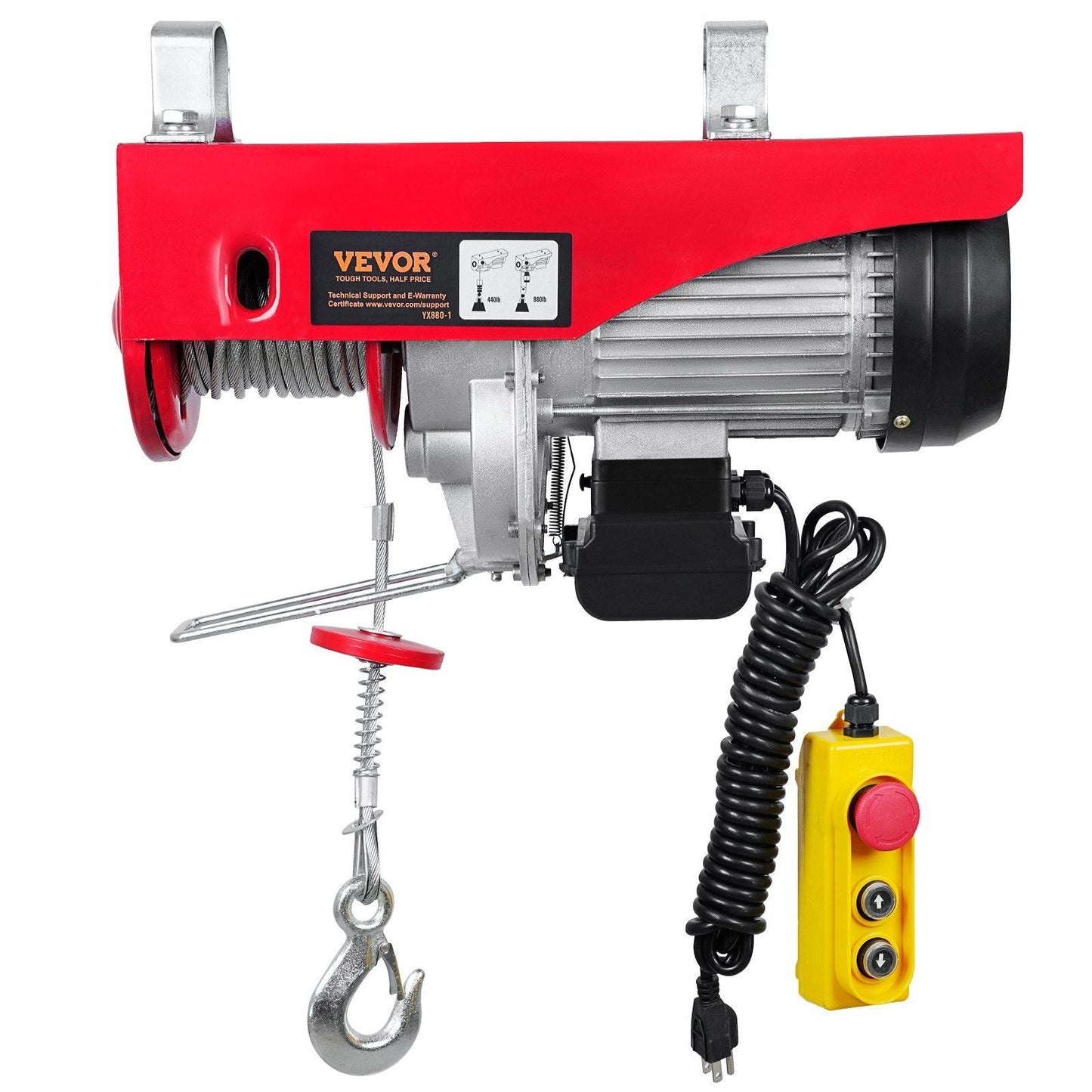 880lbs Electric Hoist with 14ft Wired Remote Control, 110V Electric Hoist Attic Lift 20-40 FT Lifting Height for Garage Attic Warehouse Factory