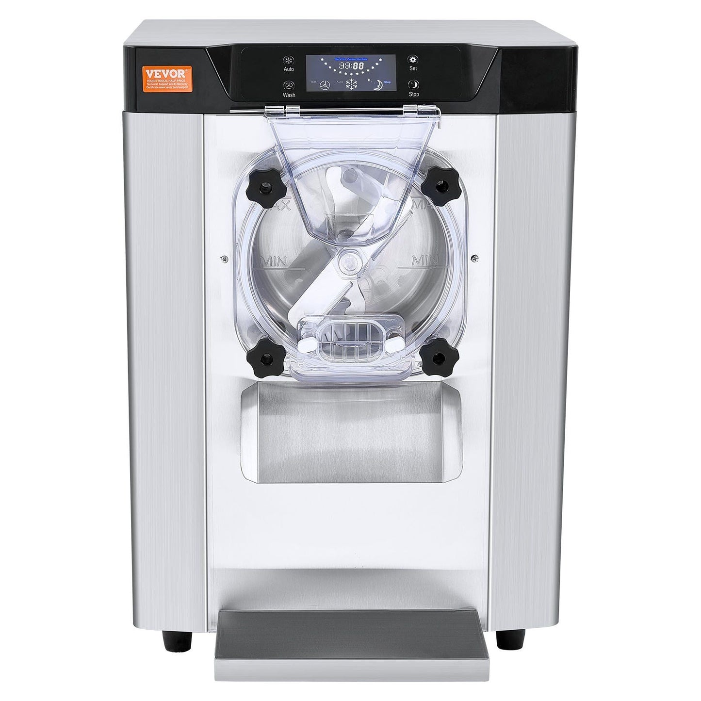 Commercial Ice Cream Machine, 12 L/H Yield, 1713W Single Flavor Countertop Hard Serve Ice Cream Maker, 4.5L Stainless Steel Cylinder, LED Panel Auto Clean Pre-cooling, for Restaurant Snack Bars