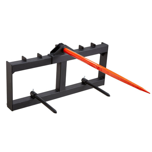49" Hay Spear, Bale Spears 1600lbs Loading Capacity, Skid Steer Loader Tractor Attachment with 2pcs 17.5" Stabilizer Spears, Quick Attach Spike Forks