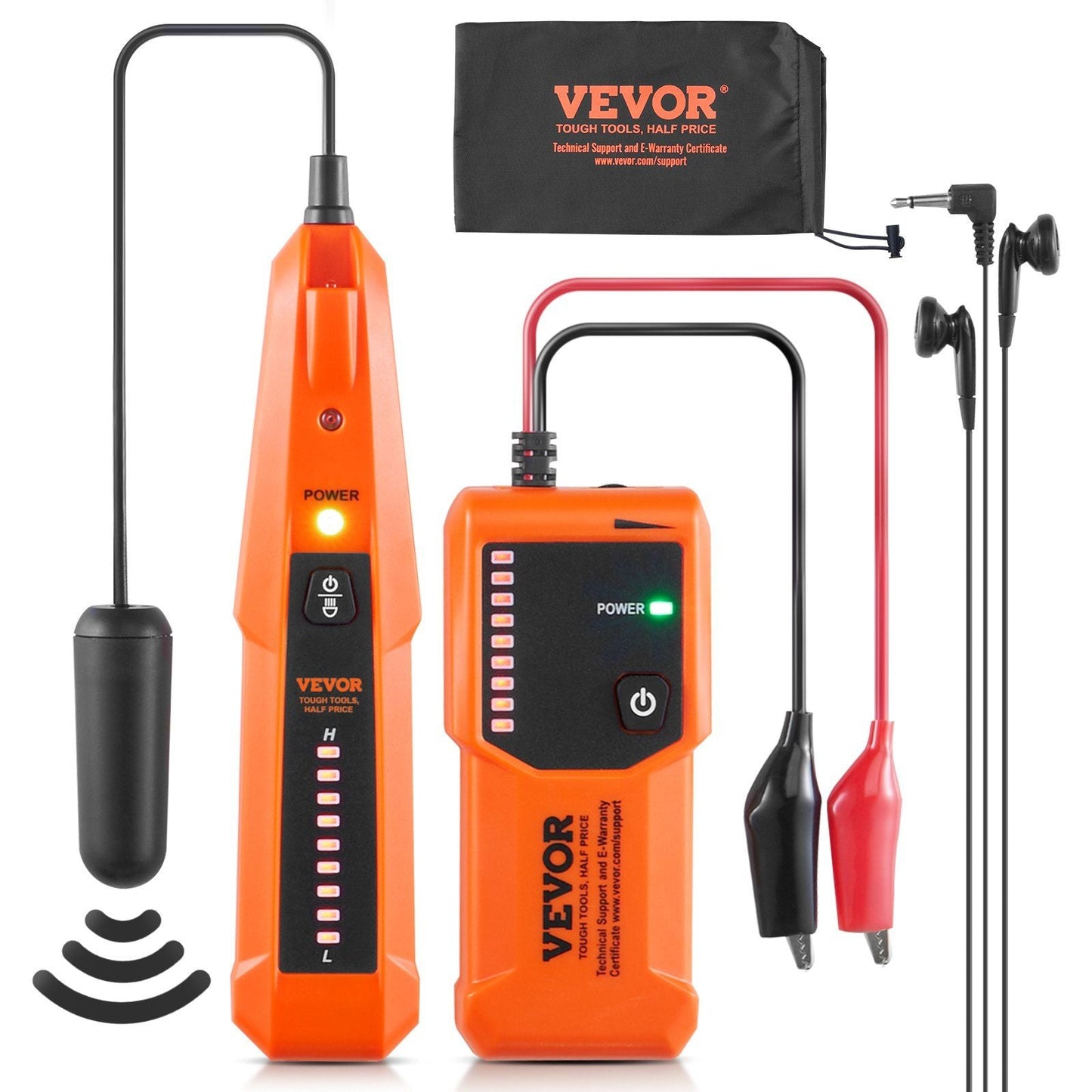 Underground Cable Locator, 3 FT Max. Detection Depth, Wire Tracer Break Detector Finder with Earphone, 1000 FT Max.Detection Length Cable Tester for Pet Fence Buried Sprinkler Valve Irrigation