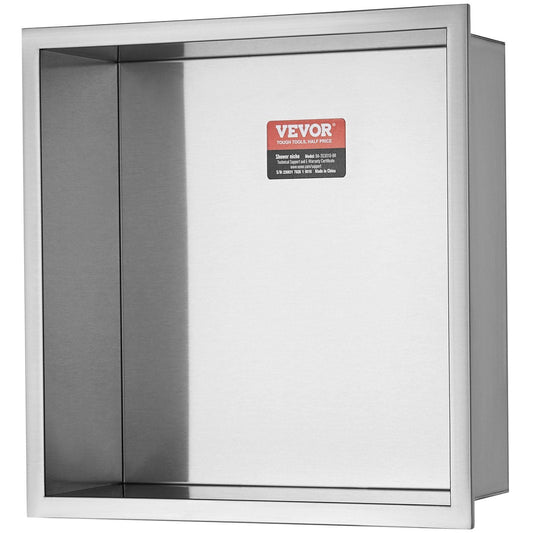 13"x13" No Tile Shower Niche 304 Stainless Steel, Wall-Inserted Niche Recessed Double Shelves, Sealed Waterproof Rust-Resistant Modern Niche for Shower Bathroom Soap Storage, Silver