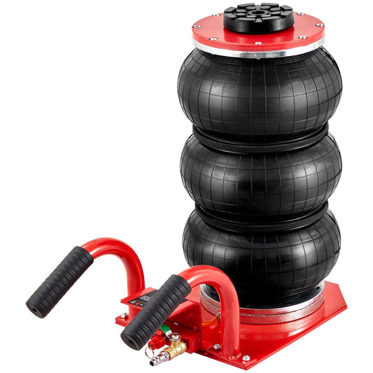 Air Jack, 3 Ton/6600 lbs Triple Bag Air Jack, Airbag Jack with Six Steel Pipes, Lift up to 17.7 inch/450 mm, 3-5 s Fast Lifting Pneumatic Jack, with Side Handles for Car, Garage, Repair (Red)