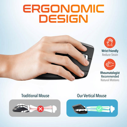 Delton S20 Ergonomic Vertical Wireless Mouse Bluetooth Wireless Dongle