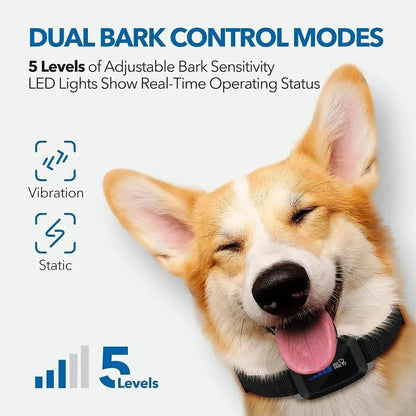 Dog Bark Collar Rechargeable with Intelligent Bark Control Vibration