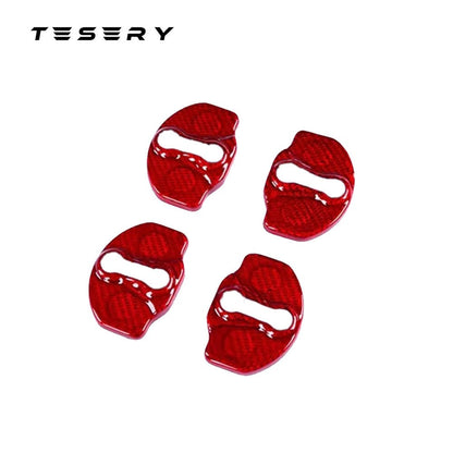 Real Dry Carbon Fiber Door Lock Cover for Tesla Model 3 & Model Y