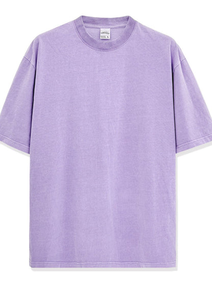 Men's Full Size Round Neck Washed T-Shirt Plus Size