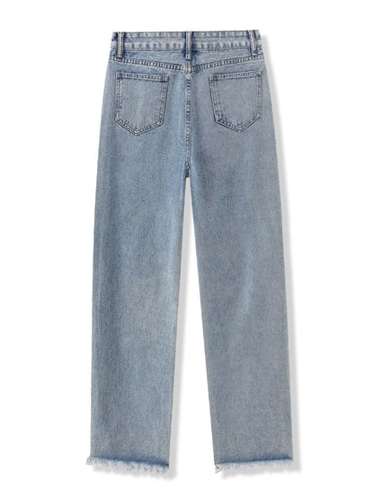 Distressed Raw Hem Jeans