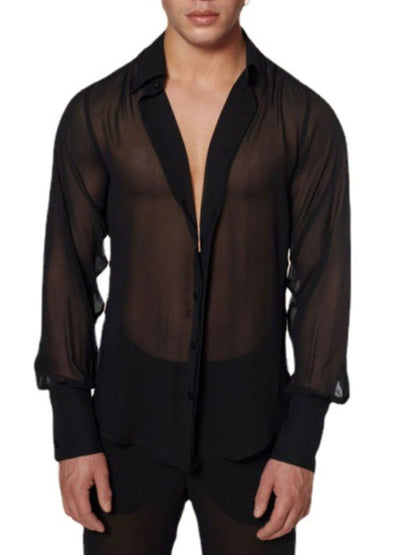 Men's Full Size Collared Neck Long Sleeve Shirt Plus Size