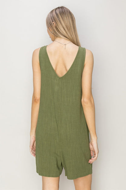 HYFVE V-Neck Sleeveless Romper with Pockets