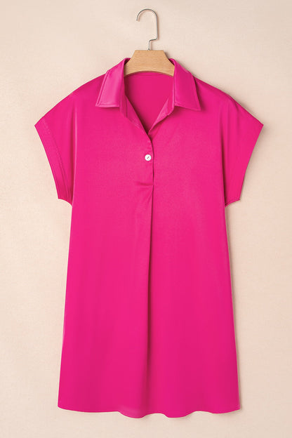 Buttoned Collared Neck Mini Shirt Dress
