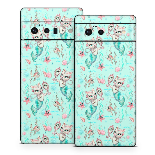 Merkittens with Pearls Aqua - Google Pixel 6 Skin