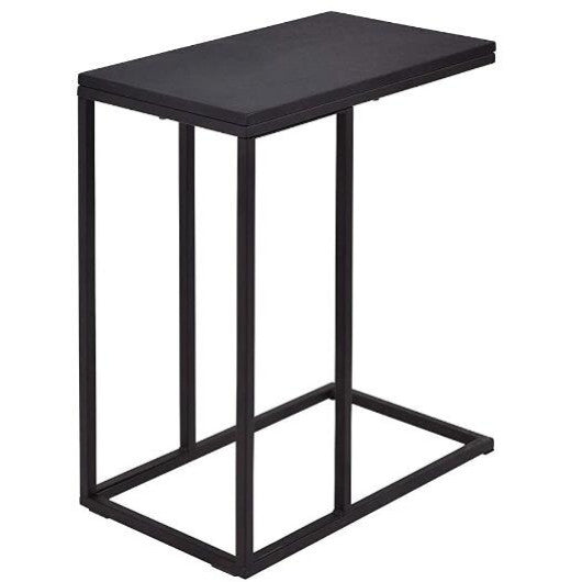 C-shaped End Table Slide Under Couch TV Tray for Coffee Laptop Tablet