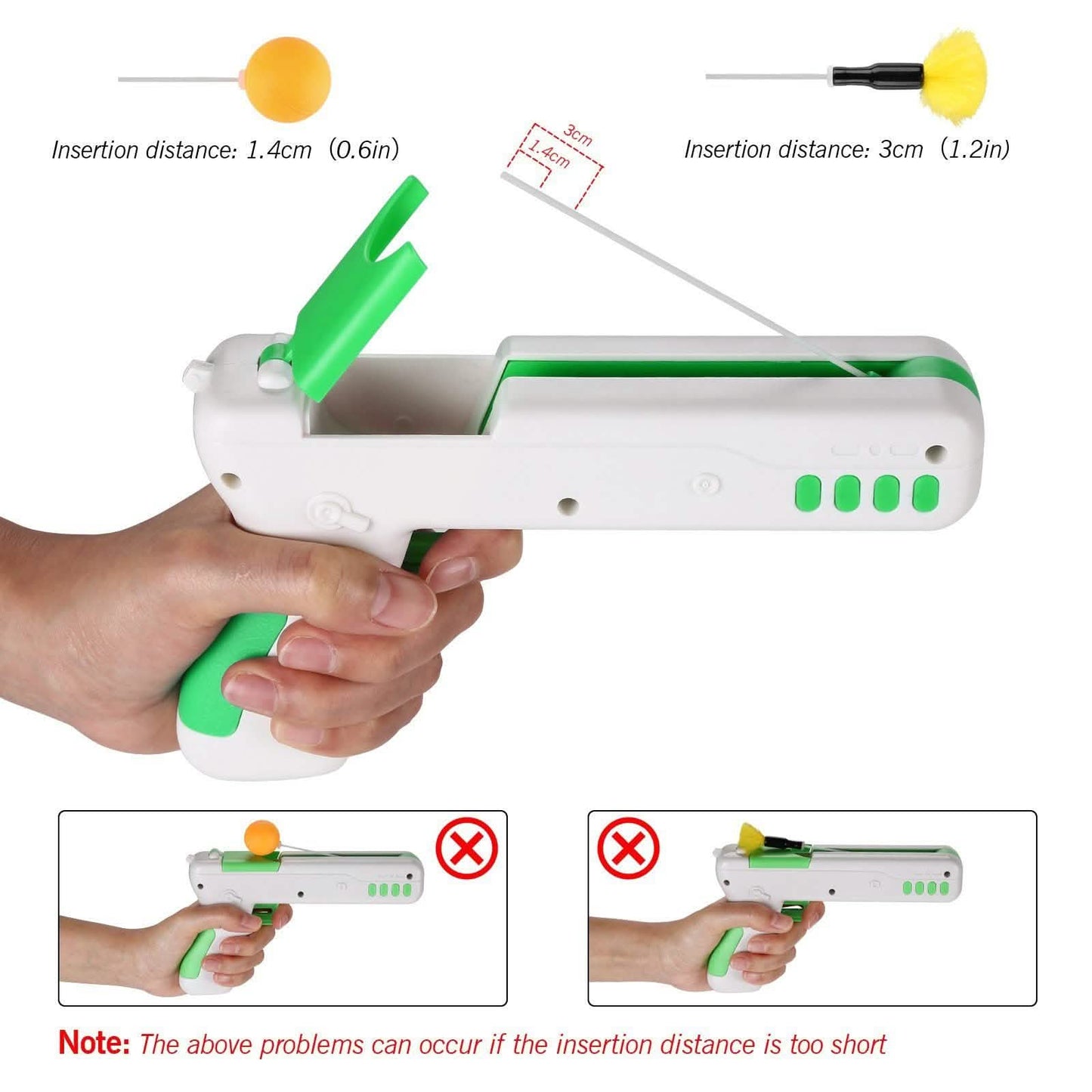 Interactive Cat Toy Gun Stick with Ball and Feather