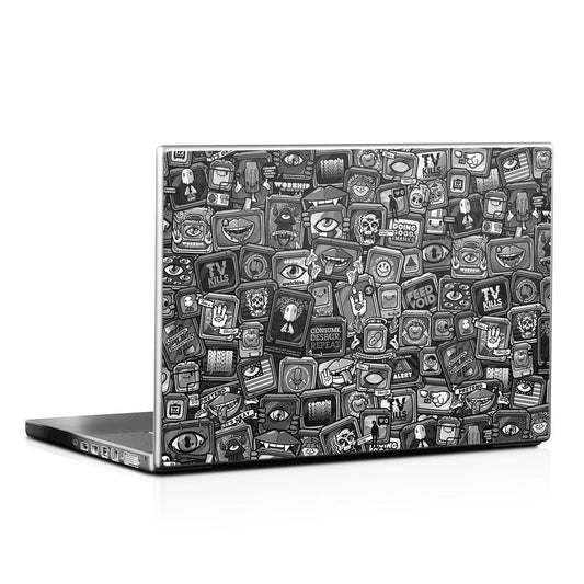 Distraction Tactic B&W - Laptop Lid Skin