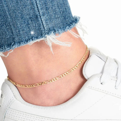 RMZ GOLD NYC 18K Gold Plated 4mm Figaro Anklet
