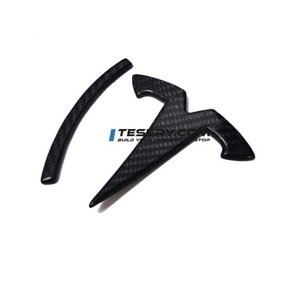 Model 3 / Y T Logo Overlay Front & Rear - Real Carbon Fiber Exterior