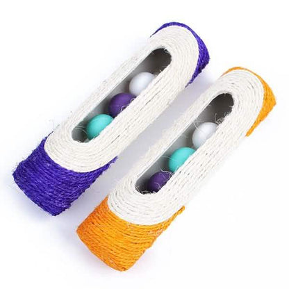 Pet Cat Rolling Sisal Scratching Post Trapped With 3 Ball Training Novely Toy