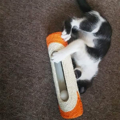 Pet Cat Rolling Sisal Scratching Post Trapped With 3 Ball Training Novely Toy