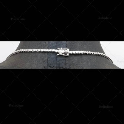 4.3CT Certified Round Lab Grown Diamond 18" Tennis Necklace Solid 14K White Gold