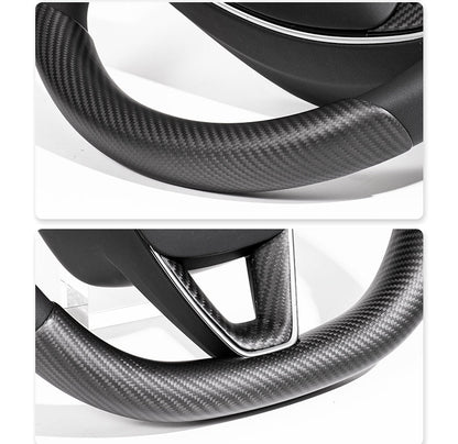 Steering Wheel Trim Covers for Model Y Juniper / Model 3 Highland | Real Dry Carbon Fiber