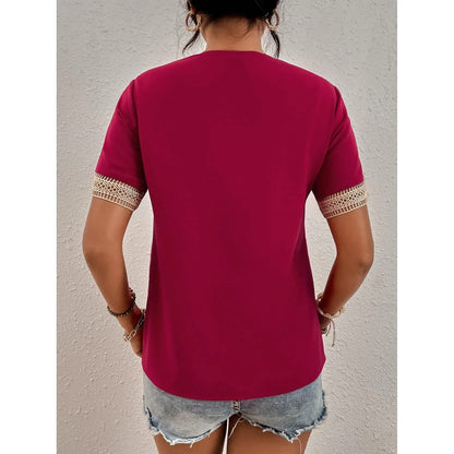 Women's Contrast Guipure Lace Blouse