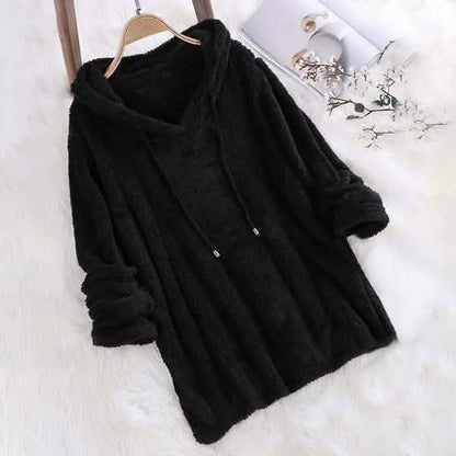 Women's Fleece Hoodie Solid Color Long Sleeve Sweatshirt