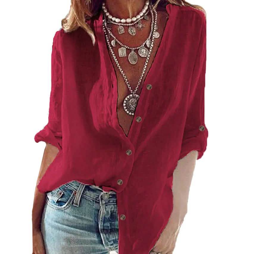 Women's Solid Colored Long Sleeve Basic Top